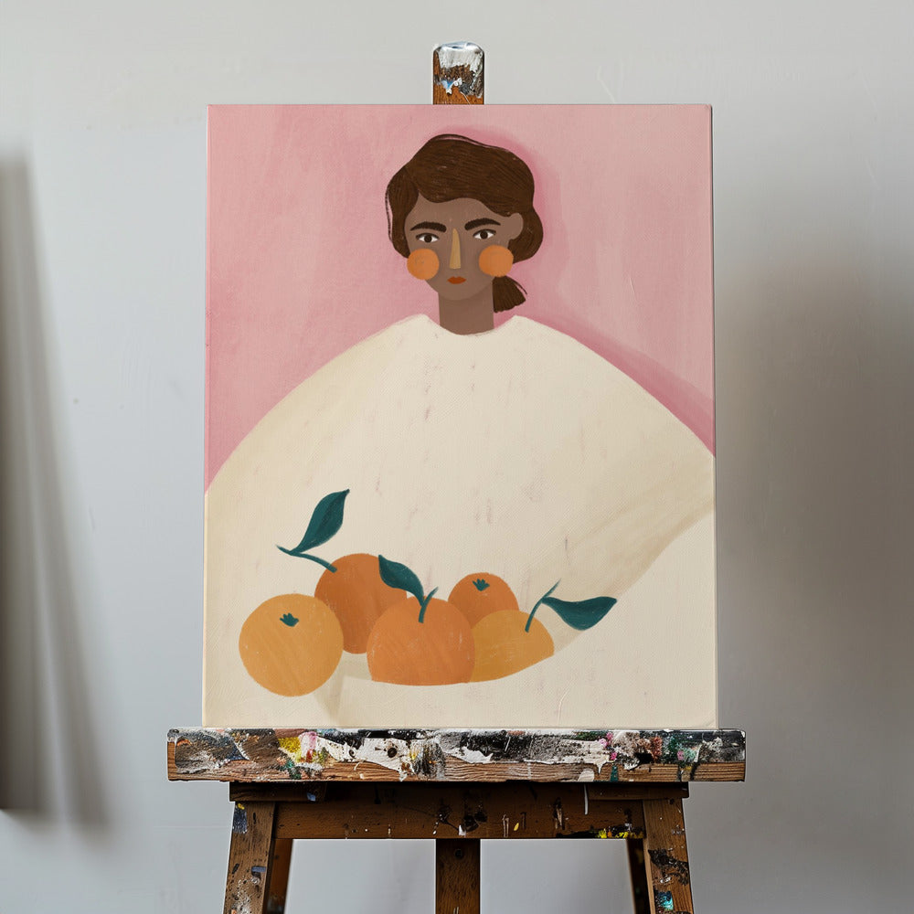 Nainen appelsiinien kanssa | Canvastaulut