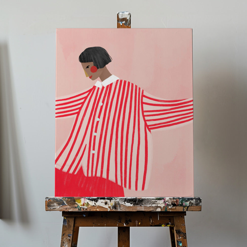 Punaraitainen nainen | Canvastaulut