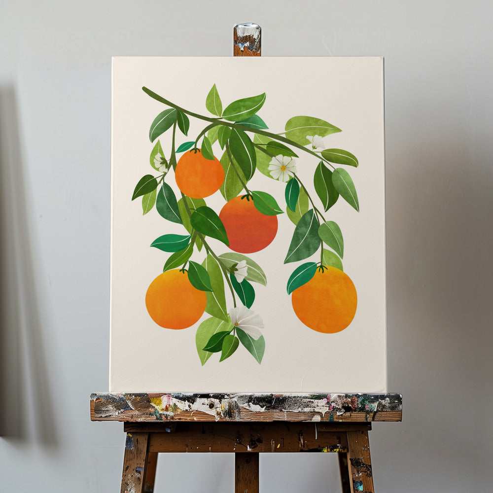 Apelsiner och blommor II | Canvas