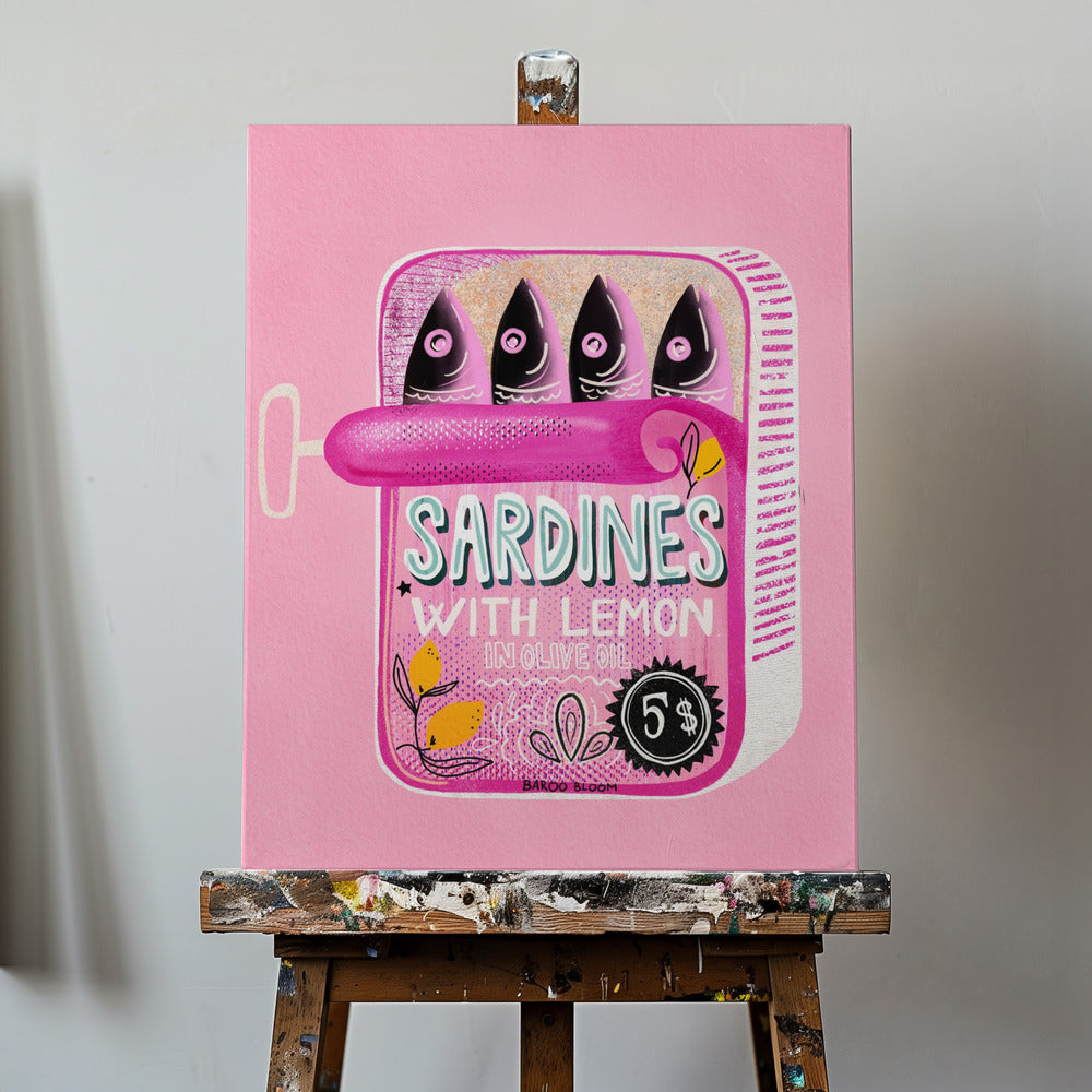 Sardiinit Tölkki Vaaleanpunainen | Canvastaulut