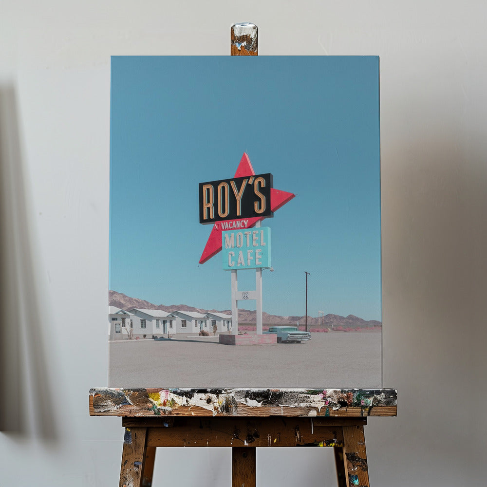Retro szyld kawiarni Roy's Motel Cafe | Wydruki na łótnie