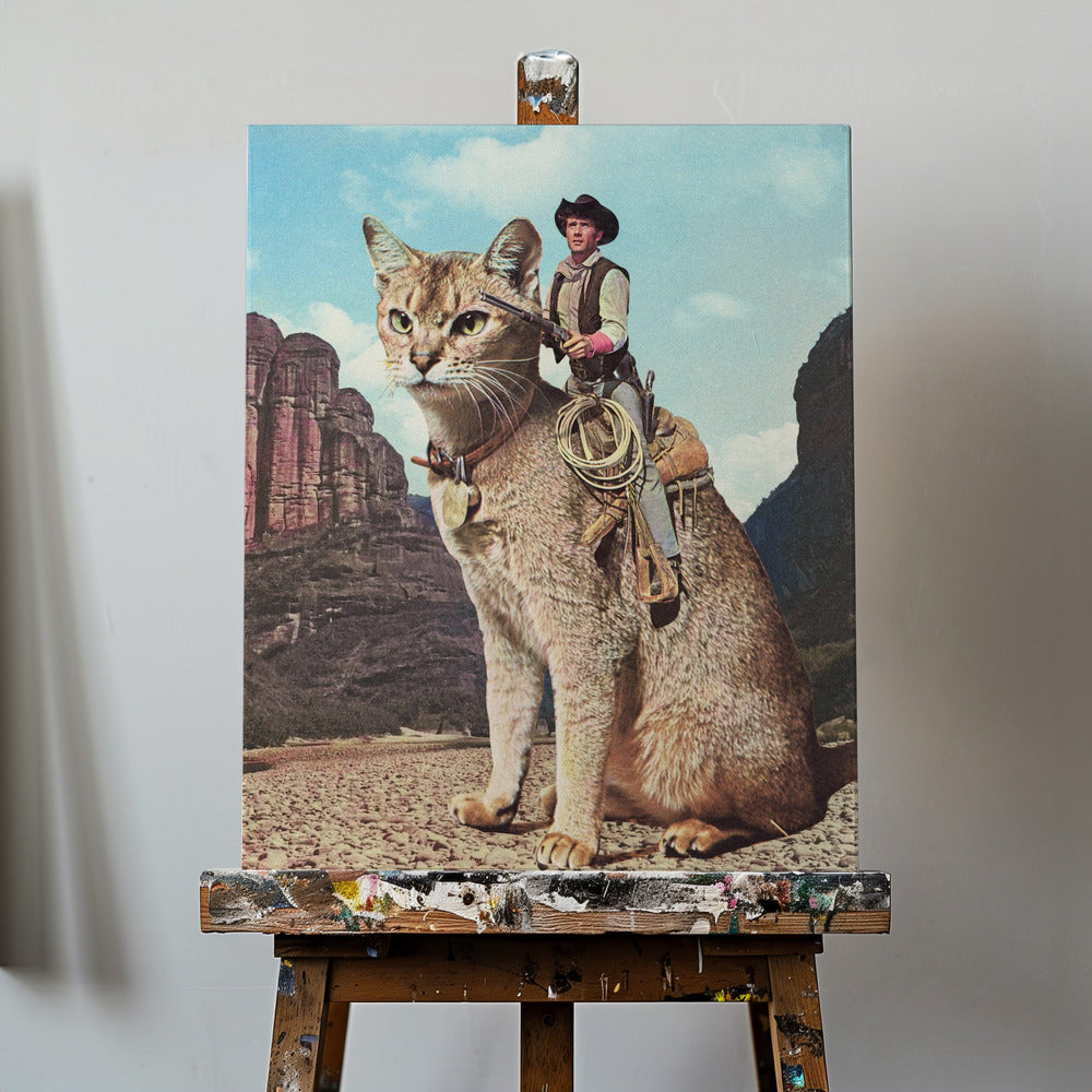 Kot Samotny Jeździec | Wydruki na łótnie