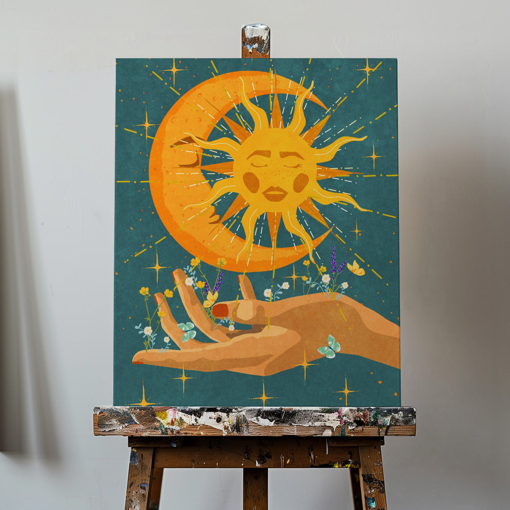 Sun and moon in my hand | Canvas