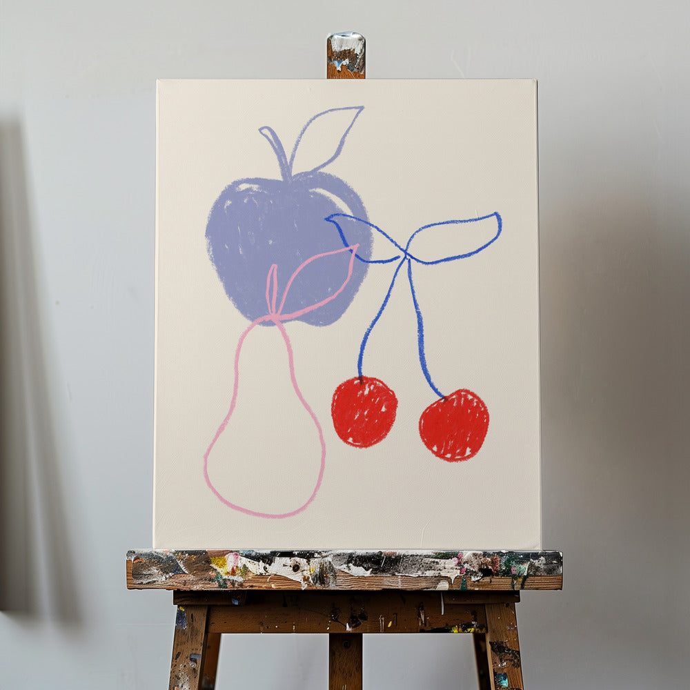 Apfel, Kirsche und Birne | Leinwand