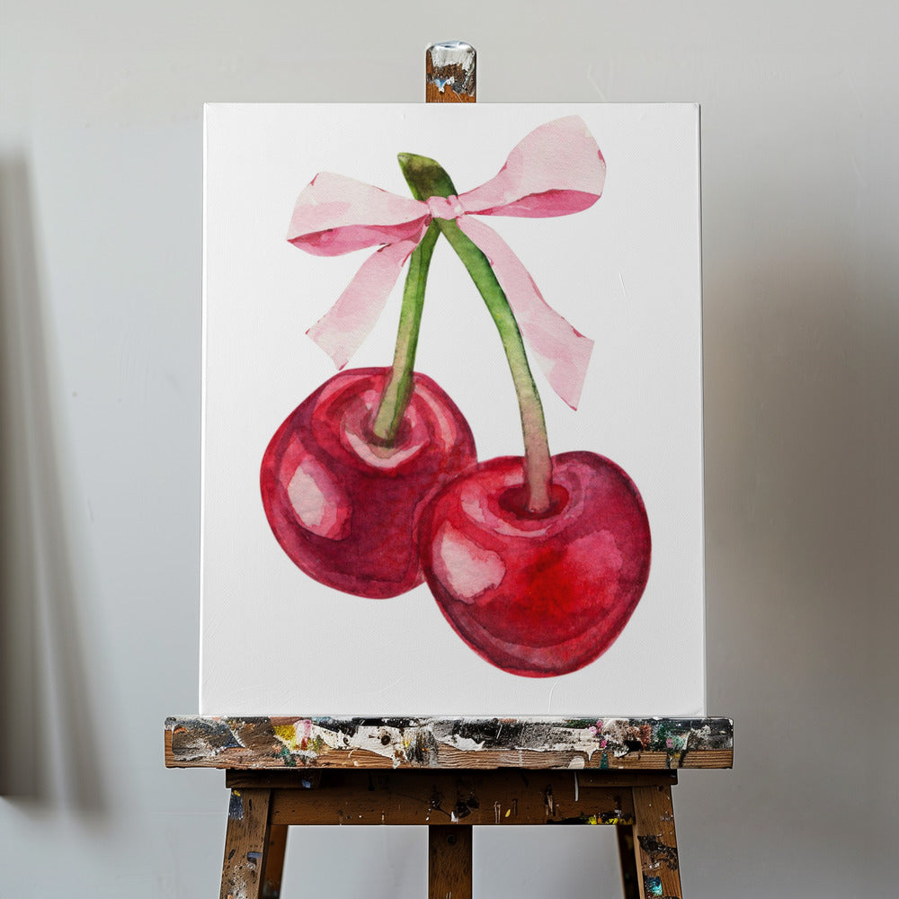 Rote Kirschrosa Schleife | Leinwand