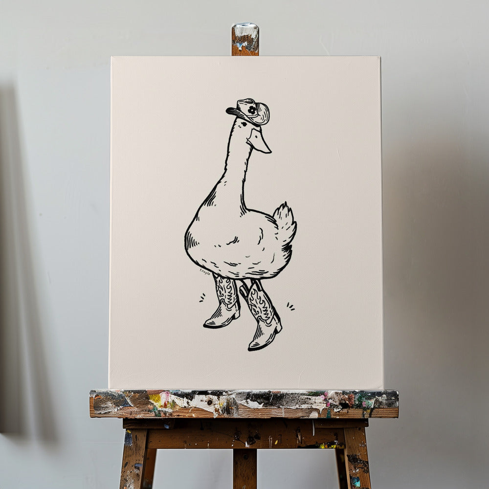 Pato con botas vaqueras | Impresiones en Lienzo
