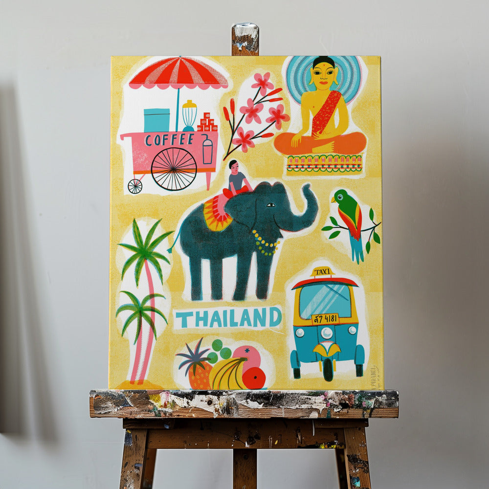 Siebdruck Vintage Reise Thailand | Leinwand-Bilder