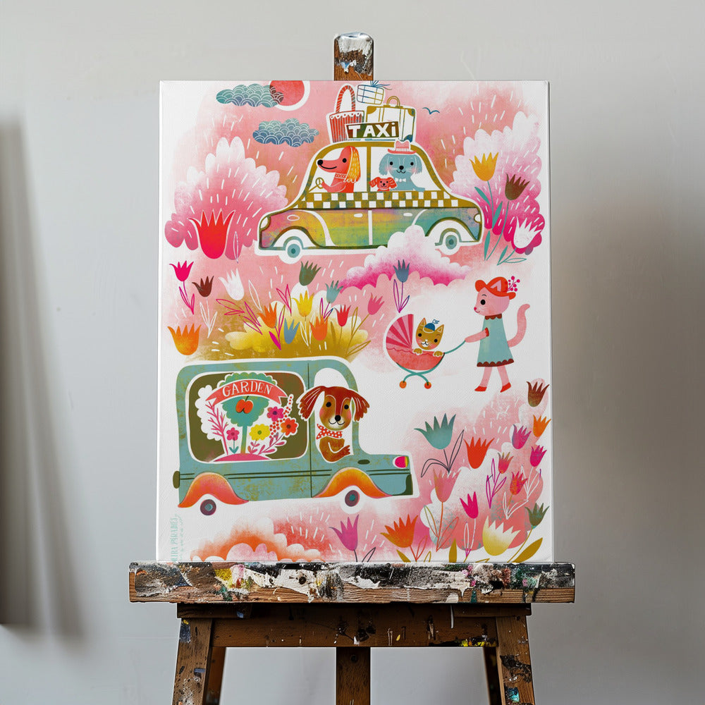 Critters On Wheels Matkustavat Lemmikit | Canvastaulut