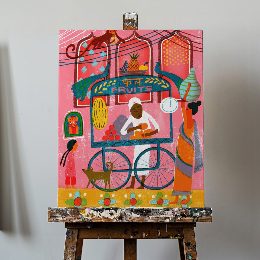 Intialainen hedelmäkoju | Canvastaulut