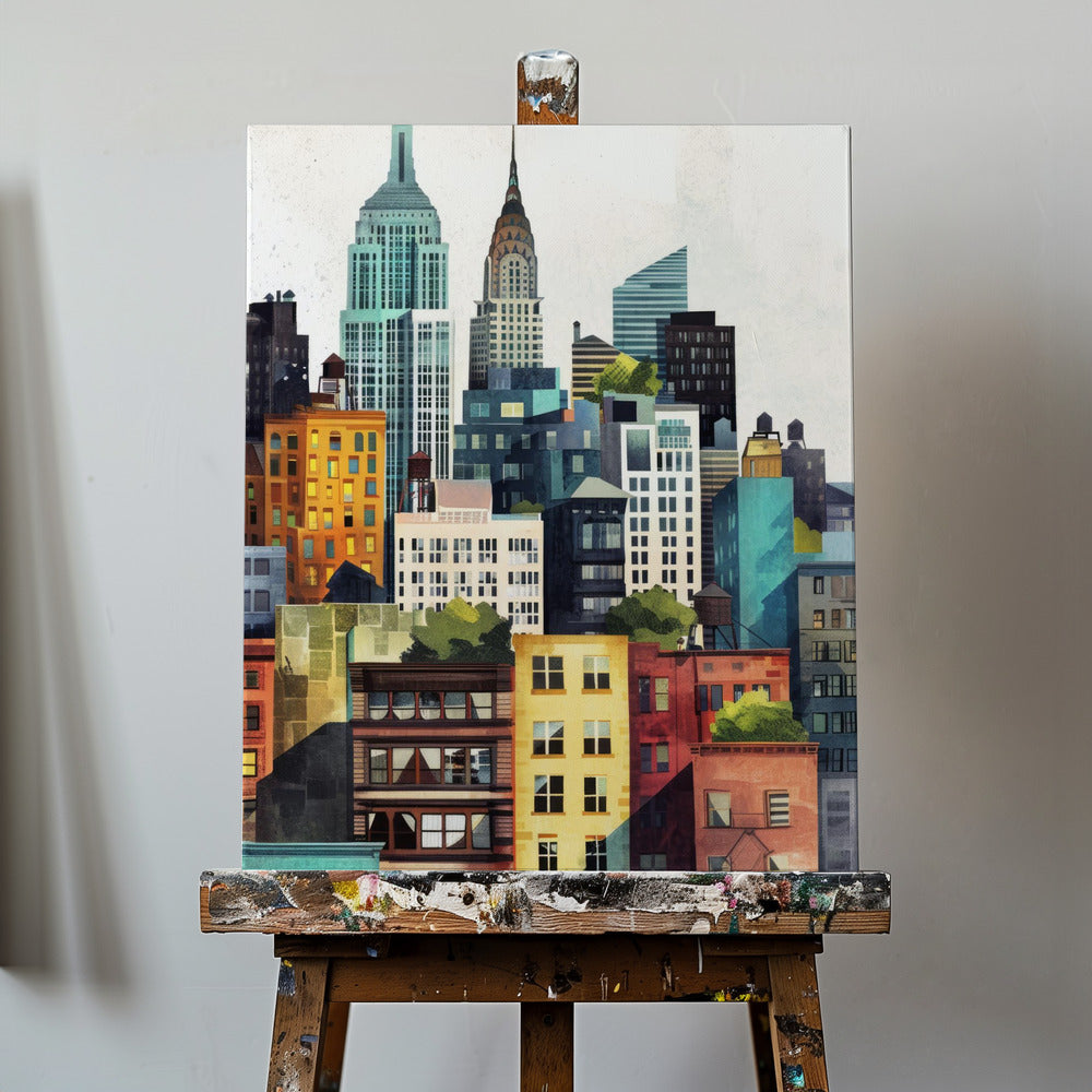 Nowojorski obraz cyfrowy akwarelowy (2) | Wydruki na łótnie