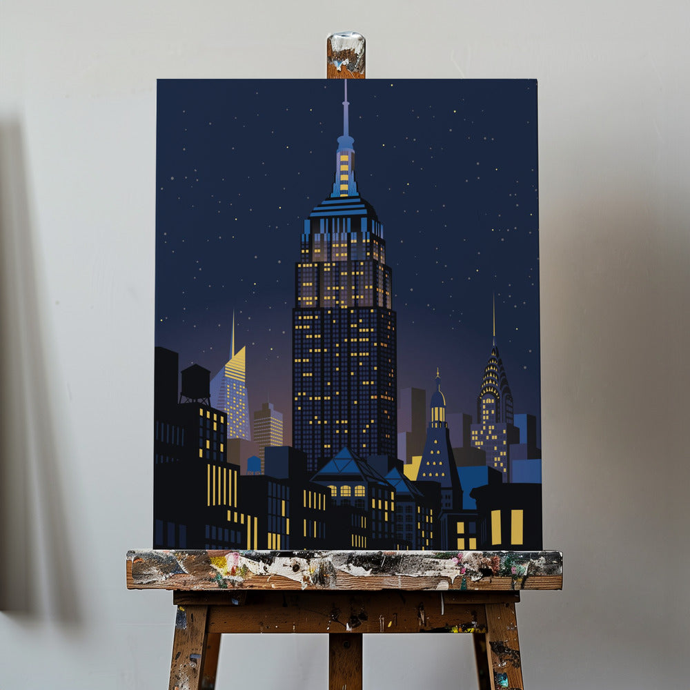 Manhattan w Nowym Jorku nocą | Wydruki na łótnie