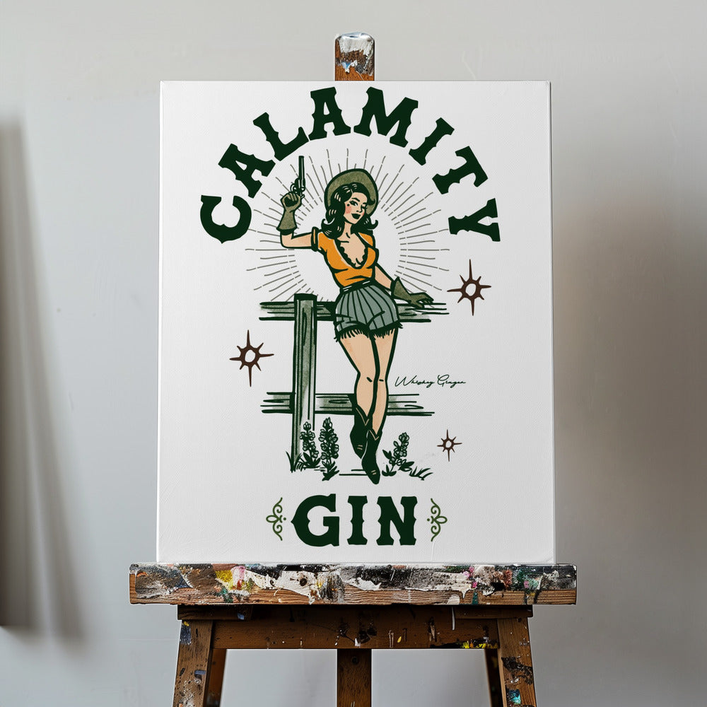 Calamity Gin Funny Retro Western Cowgirl Art | Canvas