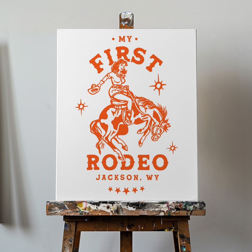 Moje pierwsze rodeo Jackson Wyoming Horseback Cowgirl | Wydruki na łótnie