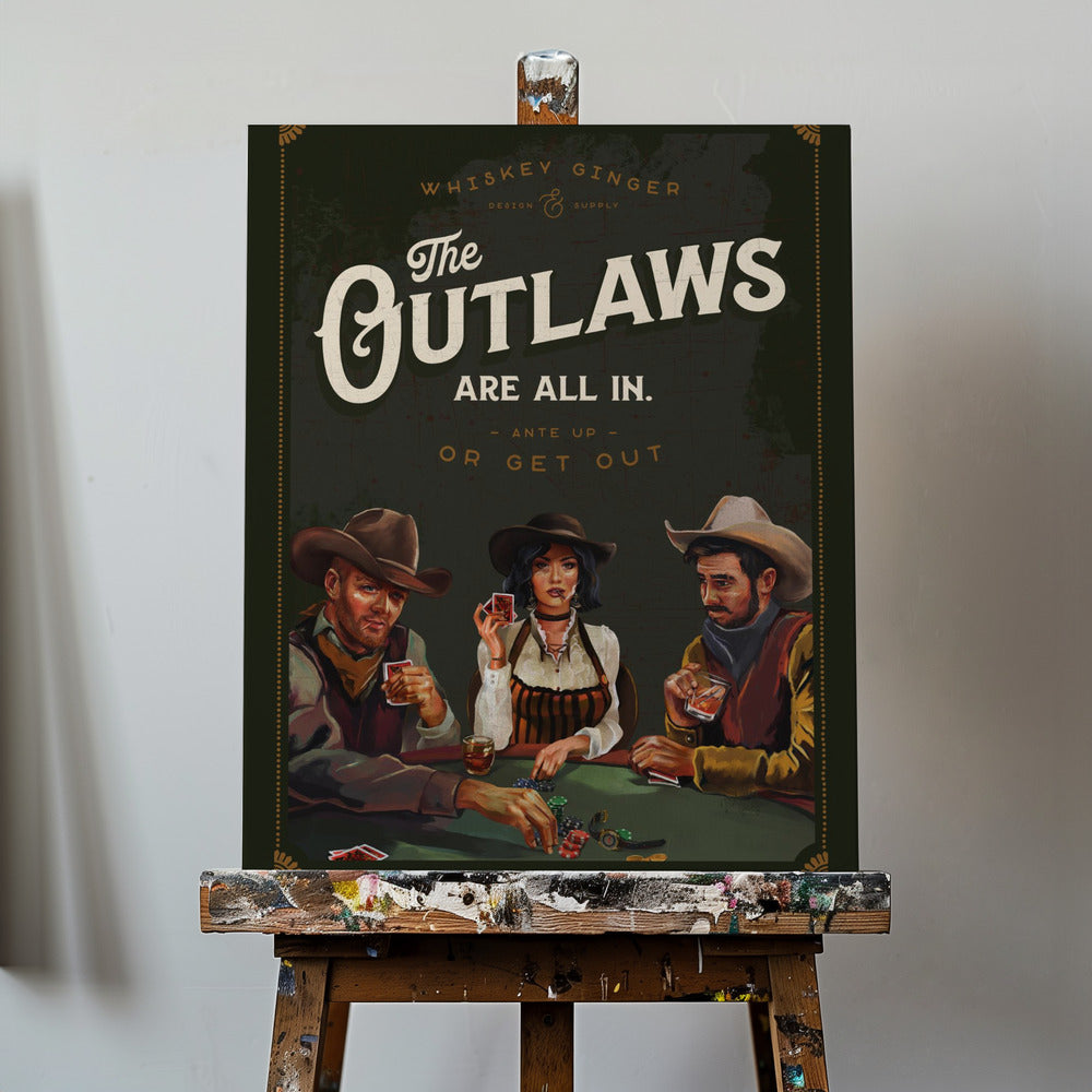 Outlaws Are All In Cool Cowboy Poker Art | Canvas