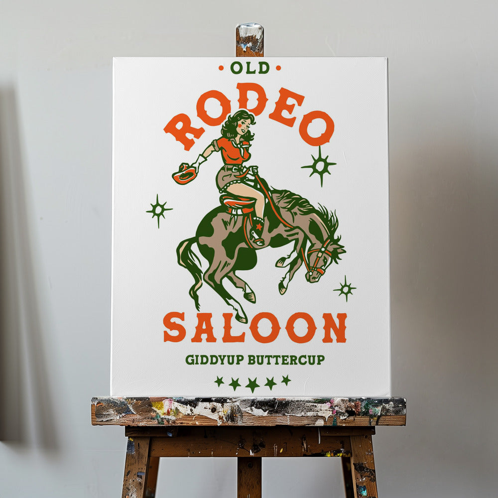 Vanhan rodeon saloon cowgirl: Giddyup Buttercup | Canvastaulut