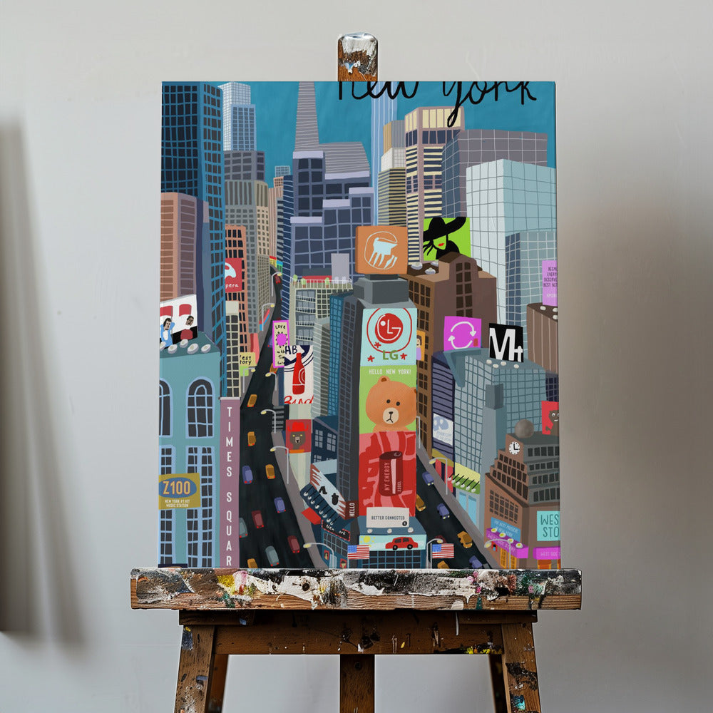 Times Square, New York Kuvitus: taiteilija Carla Daly | Canvastaulut