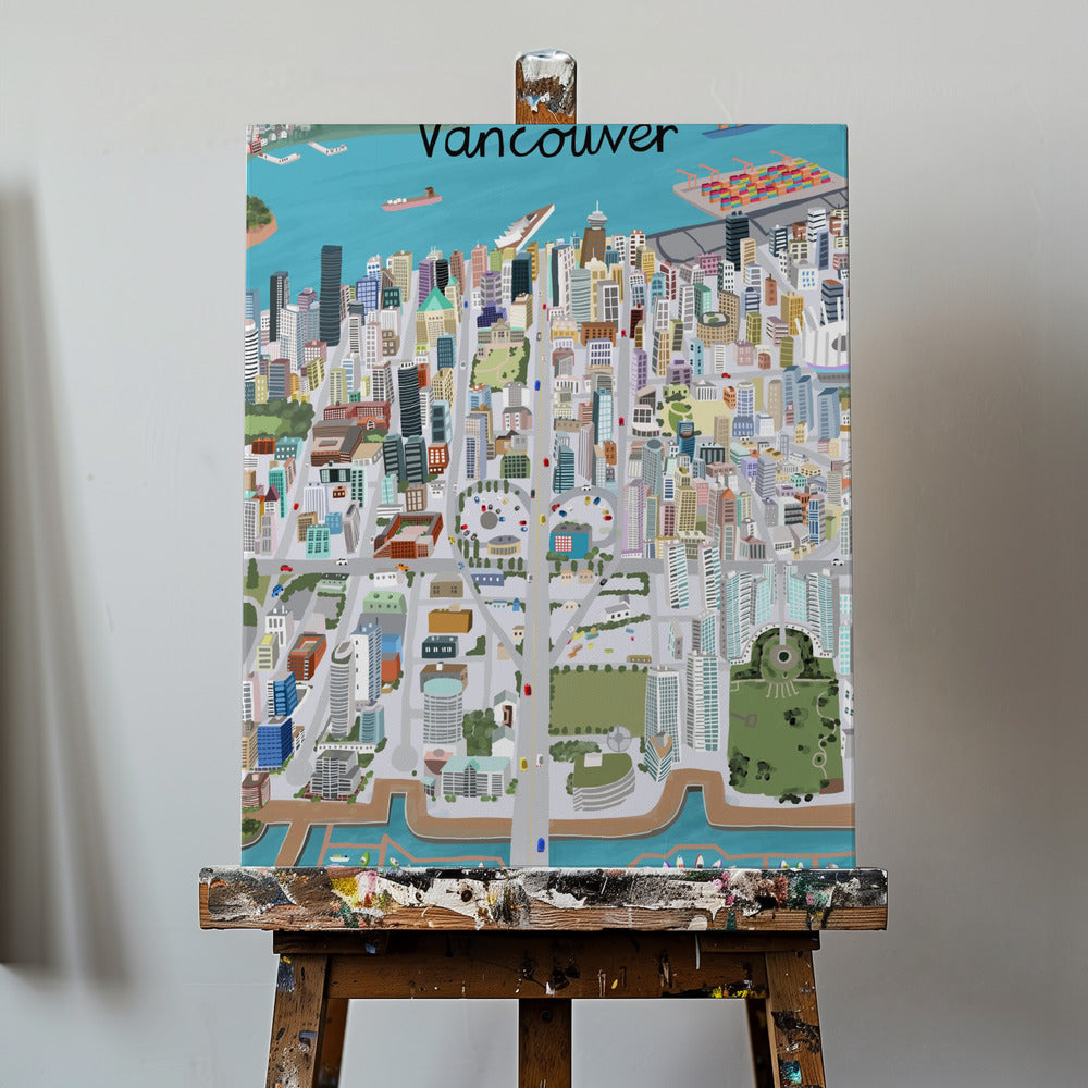Widok na miasto Vancouver autorstwa artystki Carli Daly | Wydruki na łótnie