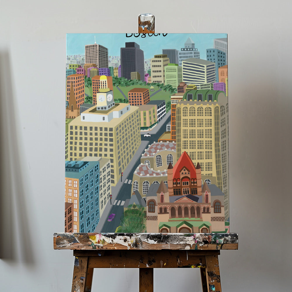 Trinity Church and Boston City Skyline by Artist Carla Daly | Canvas