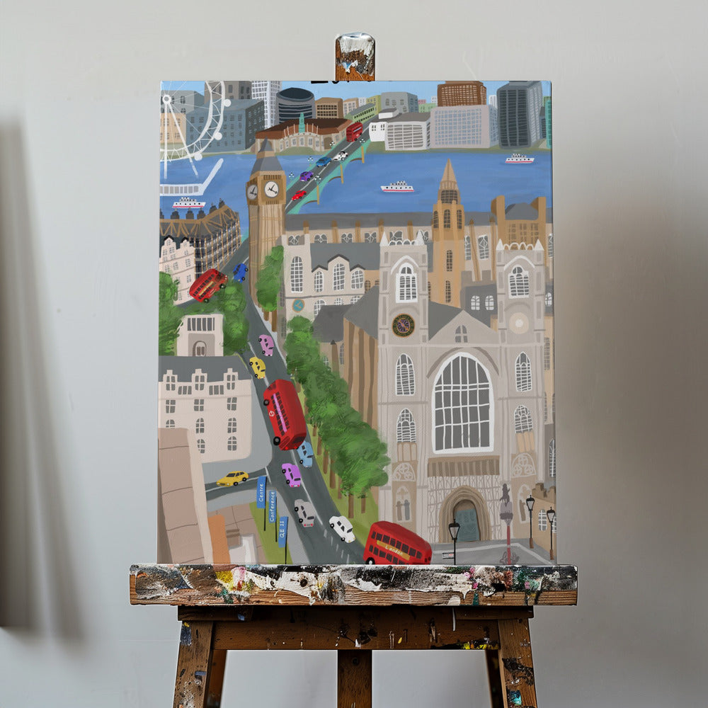 London City with View of the Thames River and Big Ben by Artist Carla Daly | Canvas