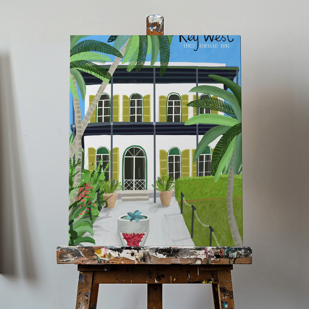 Dom Ernesta Hemingwaya, Key West Hemingway, Floryda, autorstwa artystki Carli Daly | Wydruki na łótnie