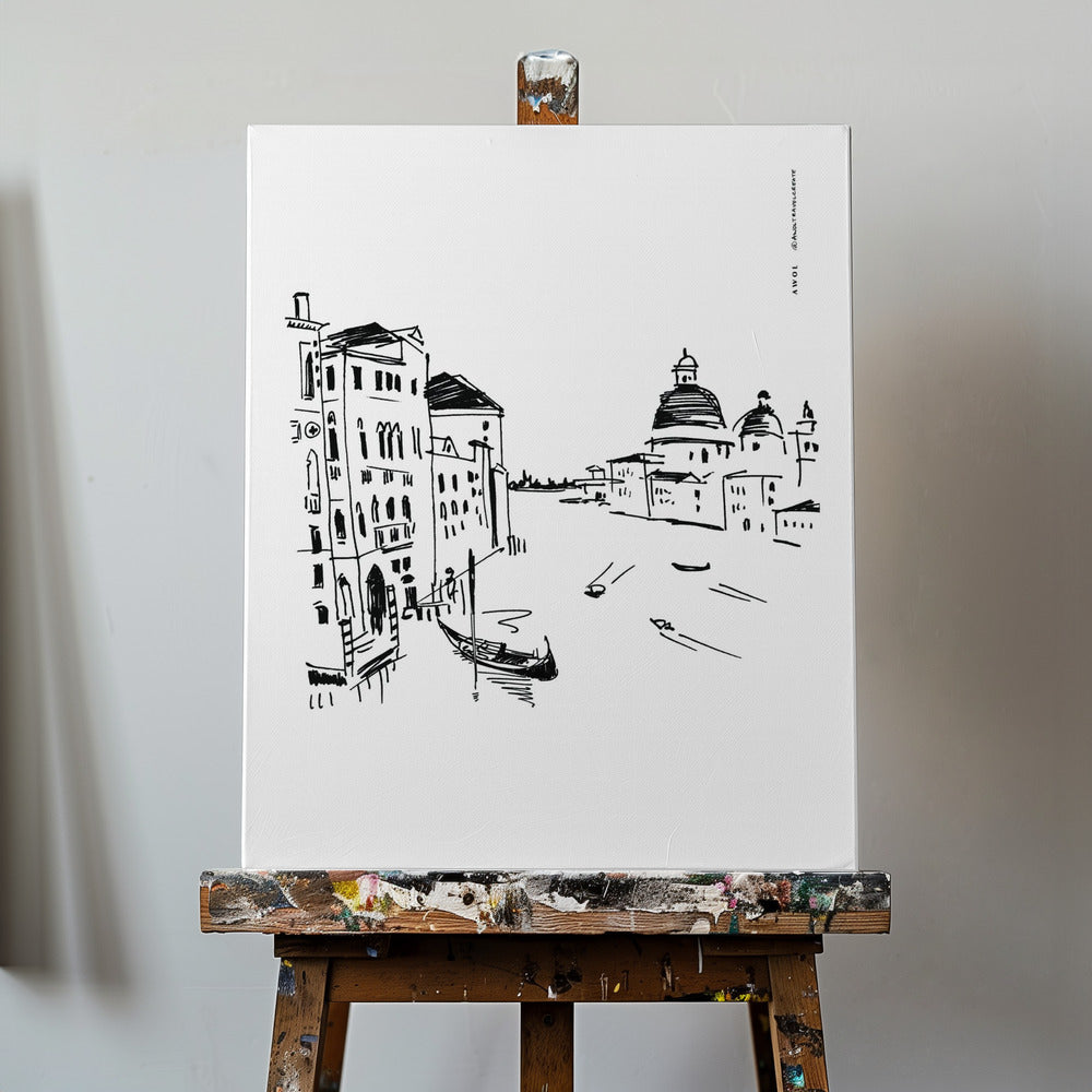 Kunstdruck von Venedig mit Gondeln und Basilika am Canal Grande, Wandkunst in Italien | Leinwand-Bilder
