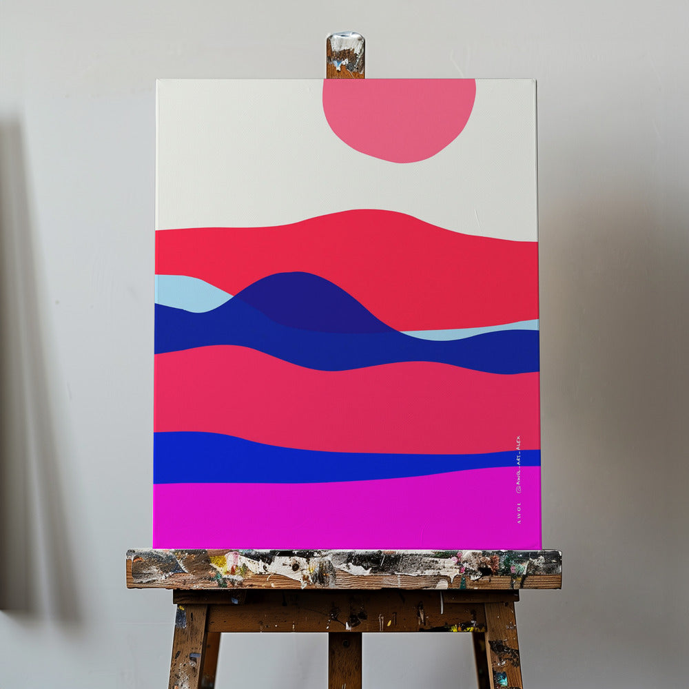 Minimalist Ocean Art Print With Sunrise Over Abstract Sea, Nautical Art Print | Canvas