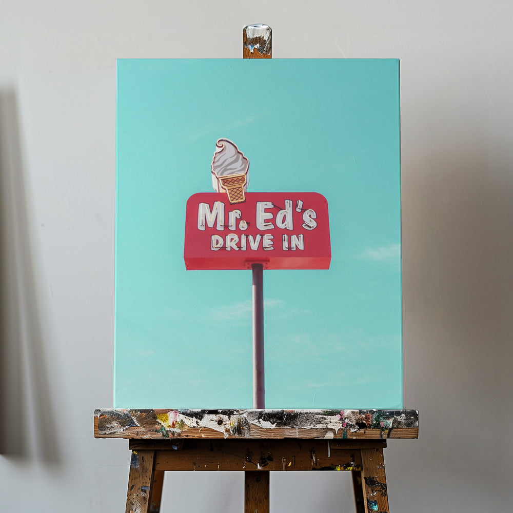 Znak Vintage Mr. Ed's Drive In w Urbanie, Missouri, USA | Wydruki na łótnie
