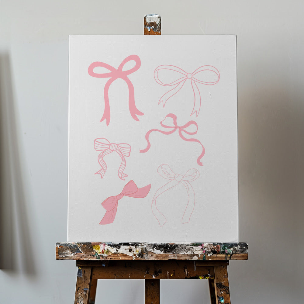 Kuusi pinkkiä rusettia eri tyyleissä | Canvastaulut