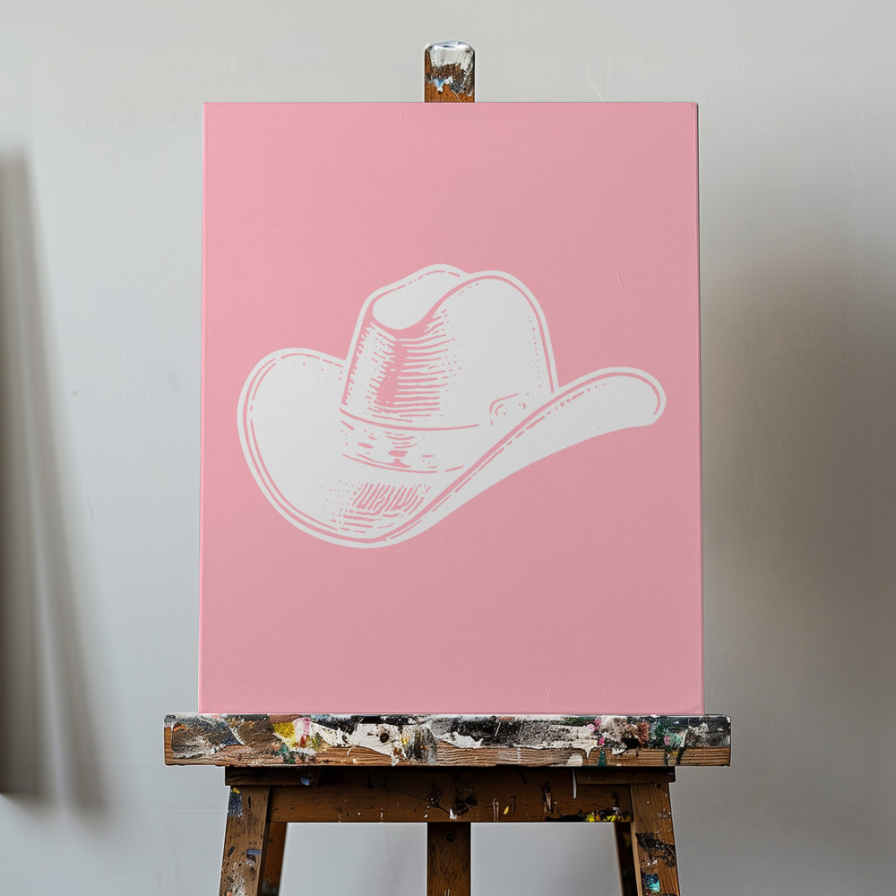 Różowy kowbojski kapelusz | Wydruki na łótnie