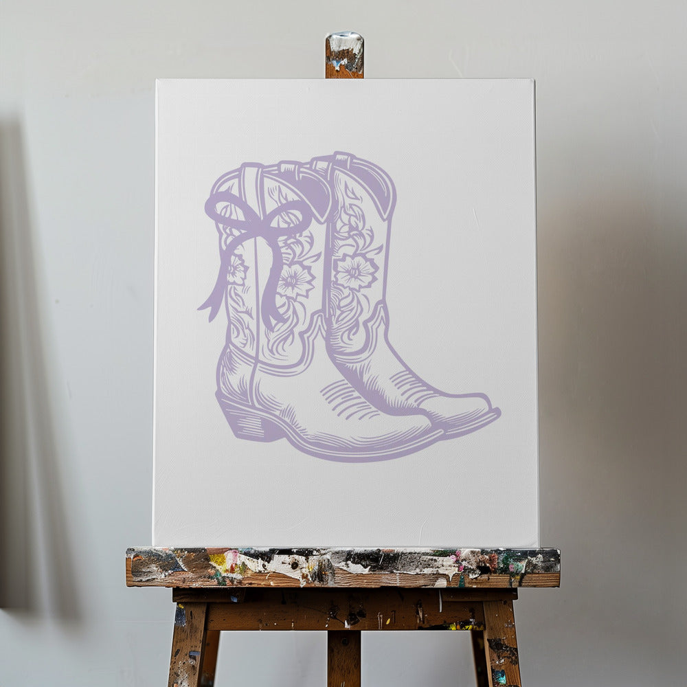 Lila Cowgirlstiefel mit Schleife | Leinwand-Bilder