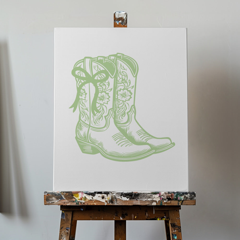Kwiatowe Kowbojskie Buty | Wydruki na łótnie