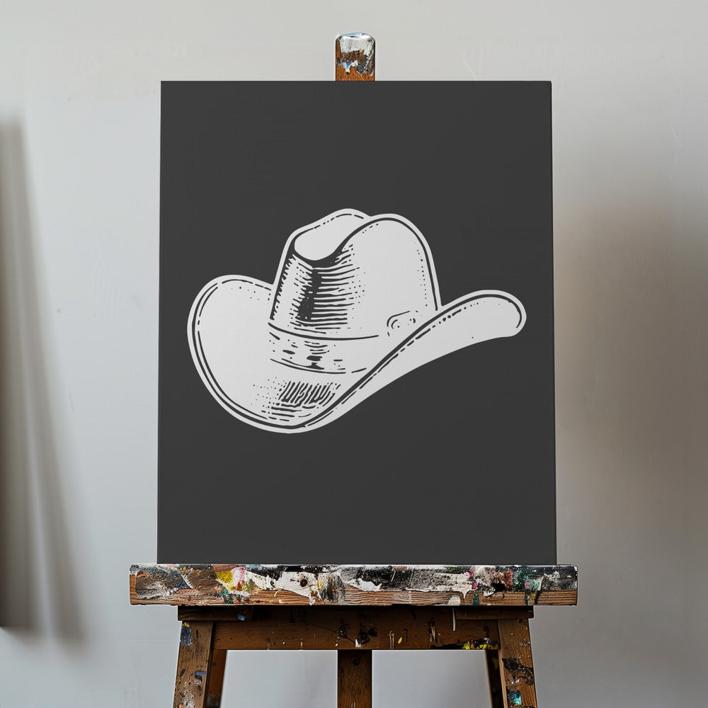 Czarny kowbojski kapelusz | Wydruki na łótnie