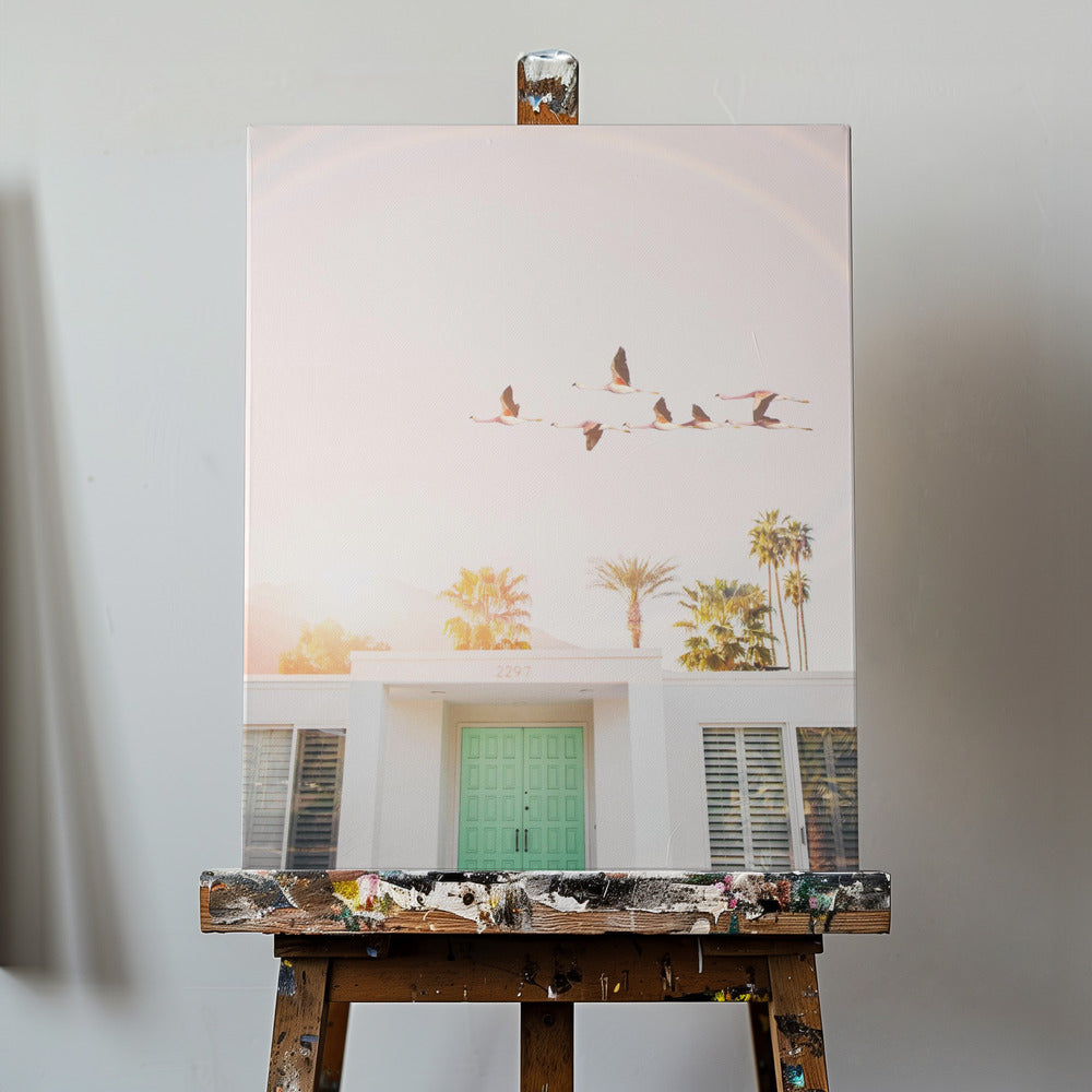 Flamingos In Palm Springs | Canvas