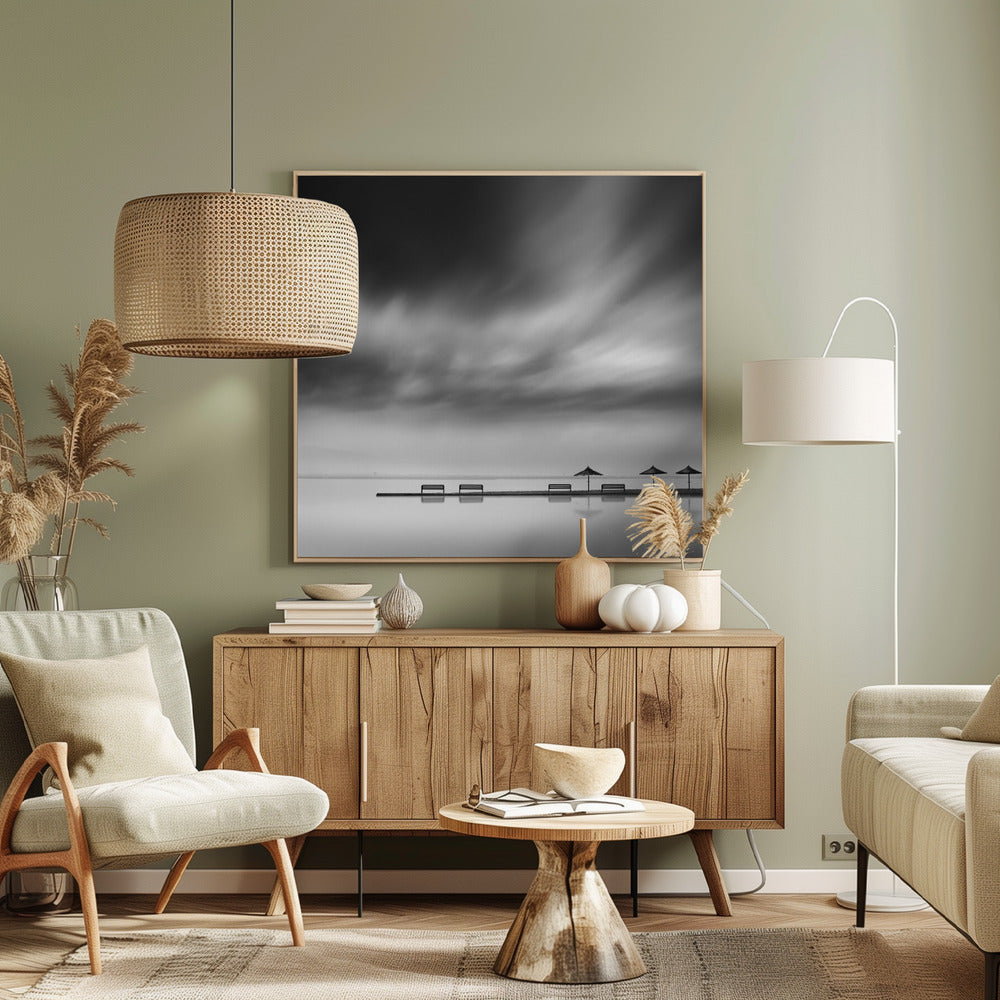 Four Benches and three umbrellas | Canvas