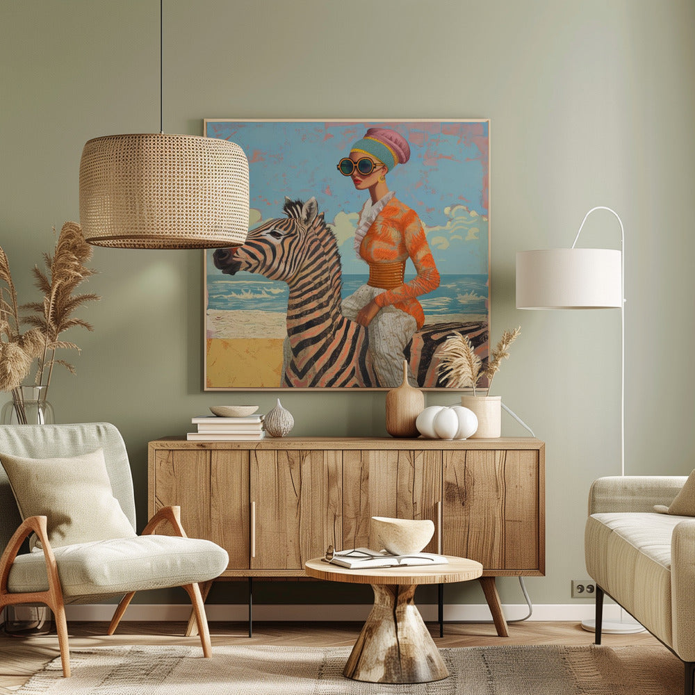 Kvinna och zebra | Canvas