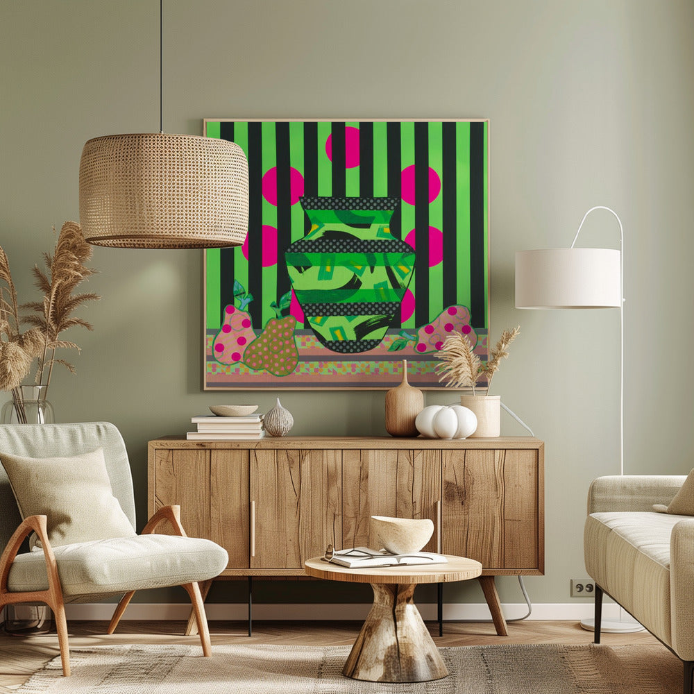 Green Vase & Pears | Canvas