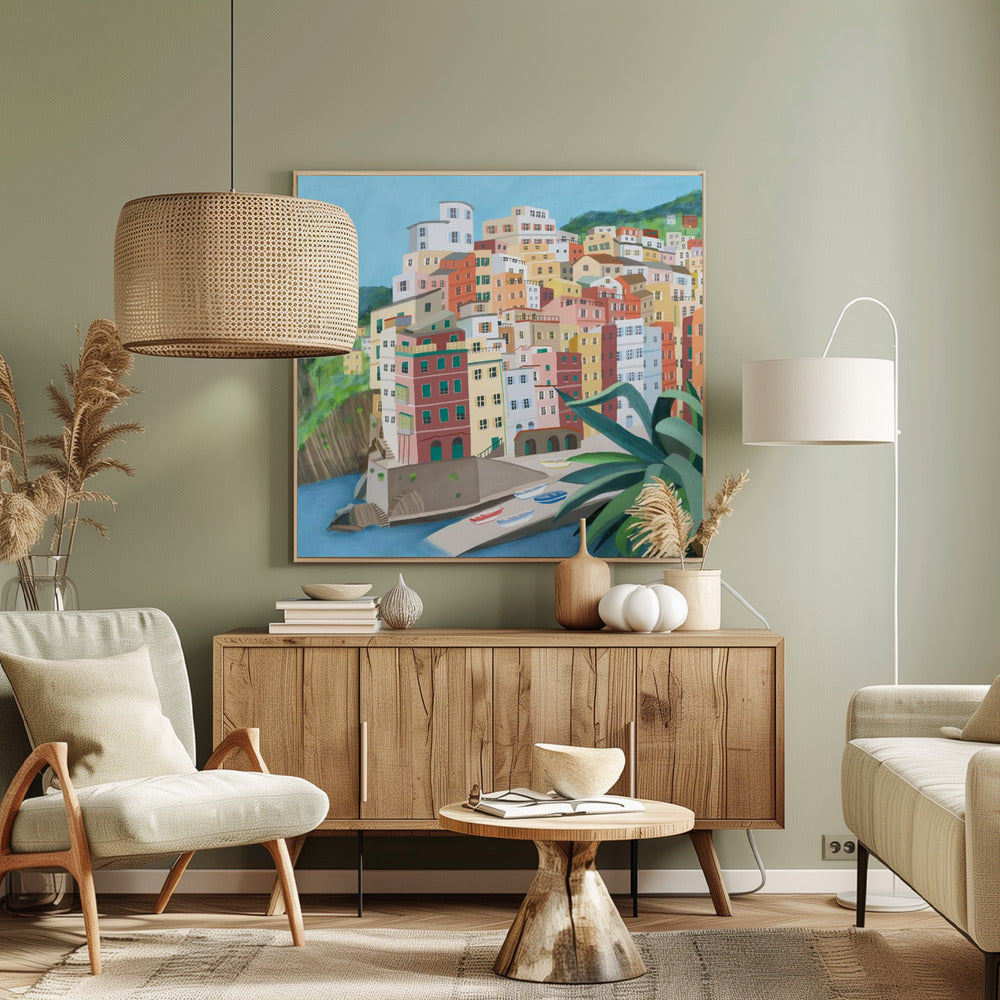 Riomagiore Coastal Village, Italy by Artist Carla Daly | Canvas
