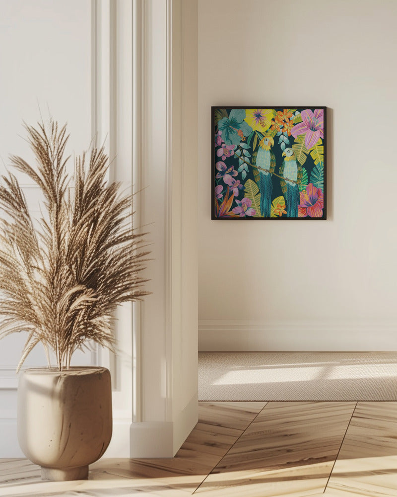 Parrots Tropical Floral Jungle | Poster