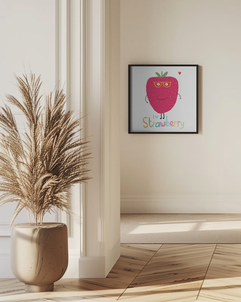 Ich liebe Erdbeeren! Süße Erdbeere mit Herz | Poster