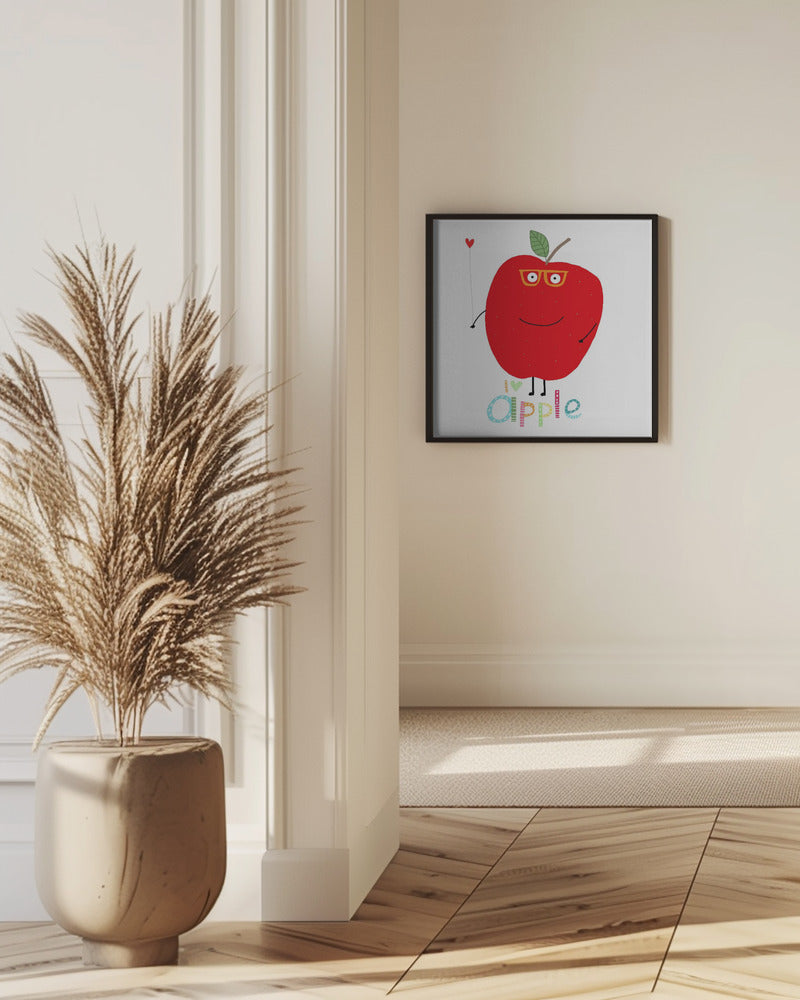 Ich liebe Apple! Glücklicher Apfel mit einem Liebesherz. | Poster