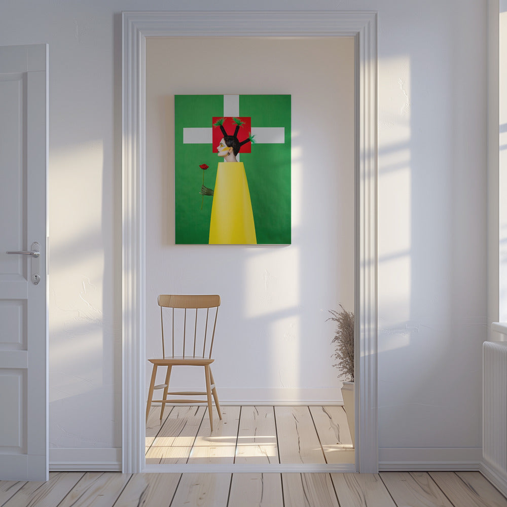 Mädchen mit Palmen auf dem Kopf | Leinwand-Bilder