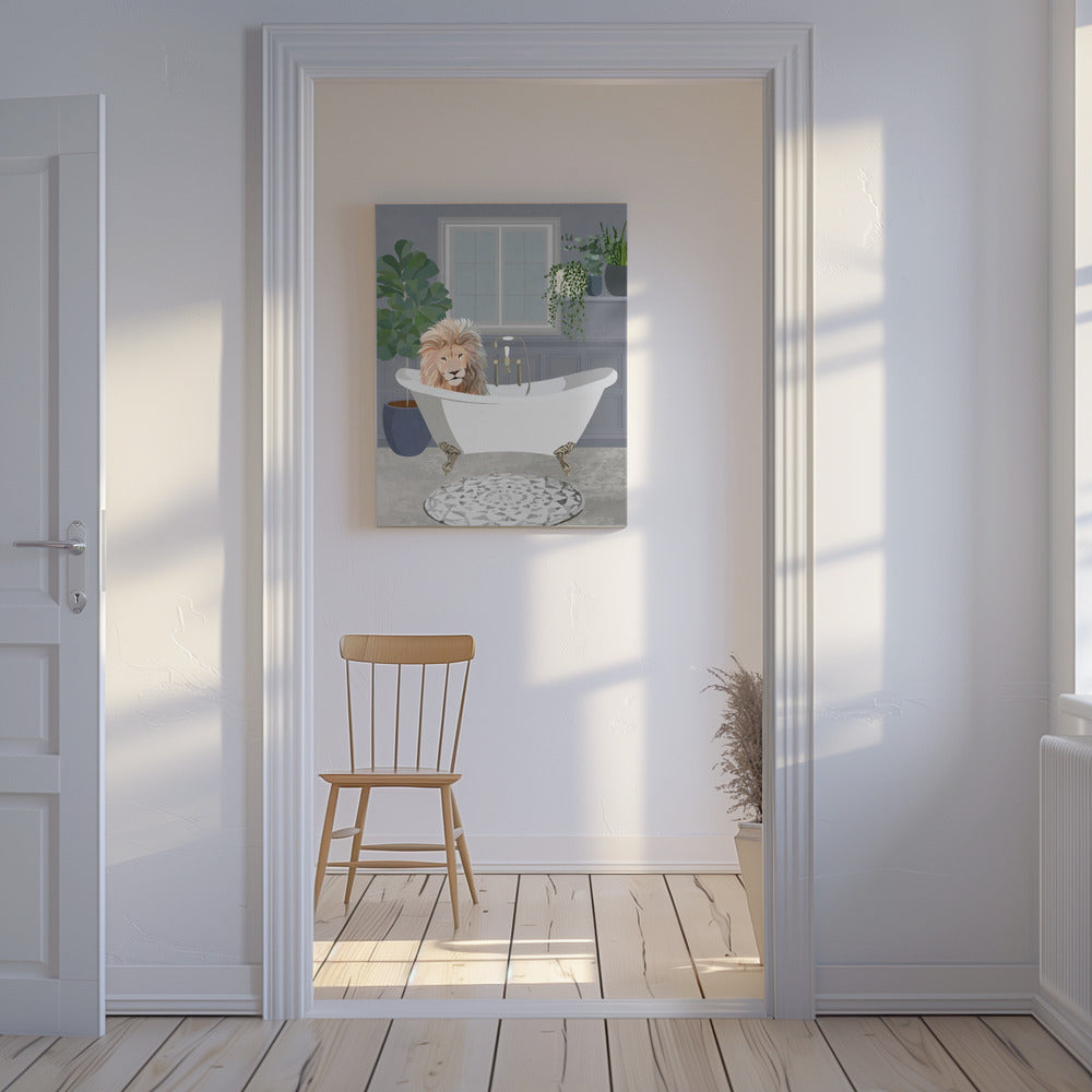 Leijona kylpee | Canvastaulut