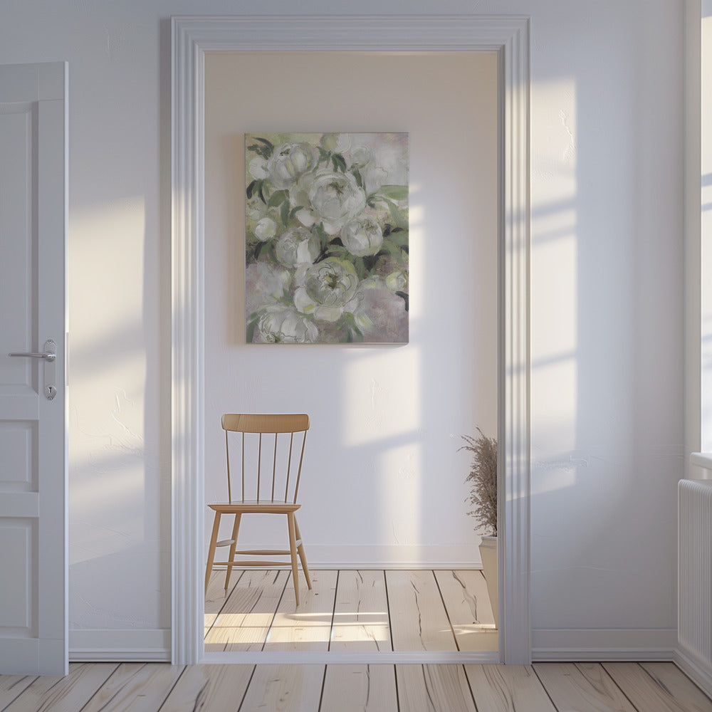 Traurige, malerische Blumen in Grün | Leinwand-Bilder