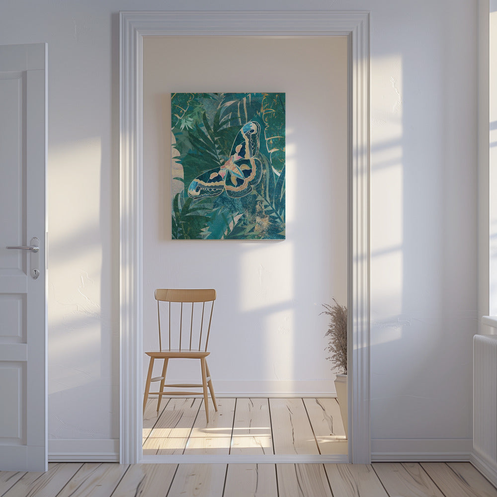 Moth in the tropical leaves | Canvas