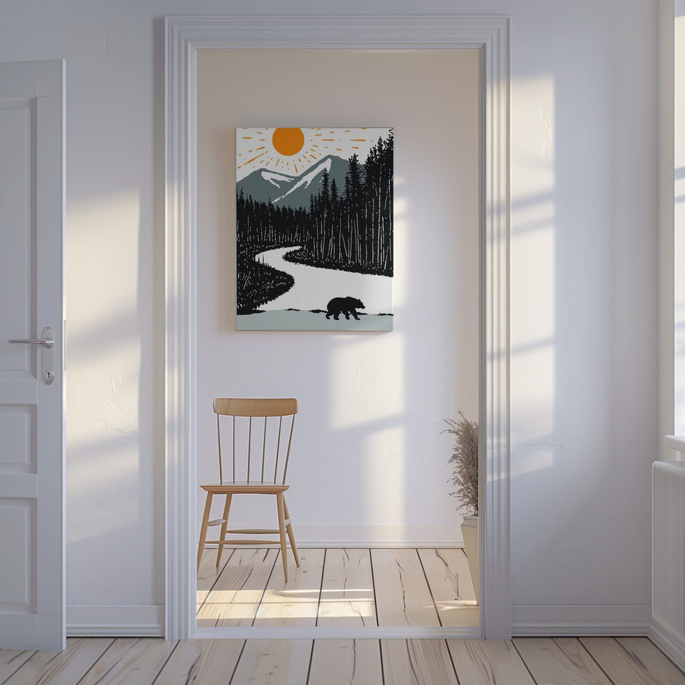 Karhu joen rannalla | Canvastaulut