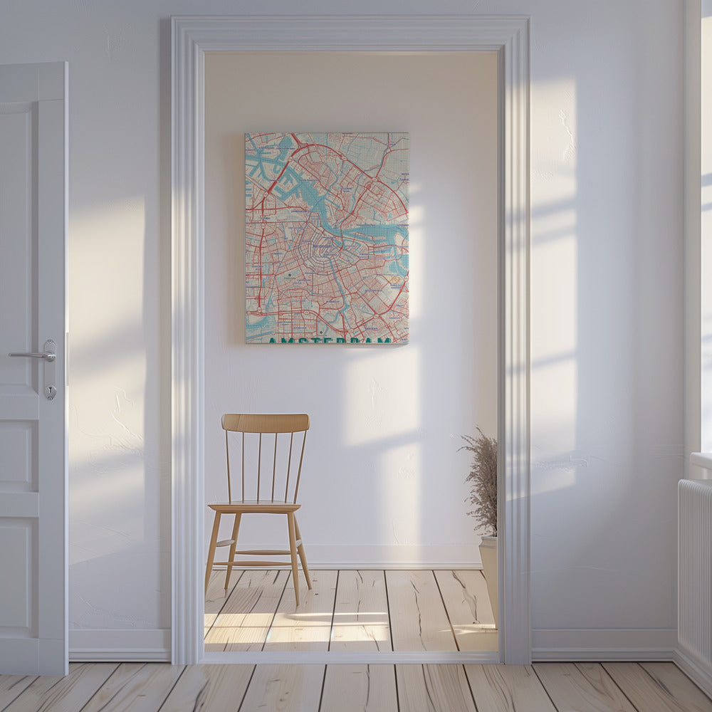 Retro Map Amsterdam | Canvas