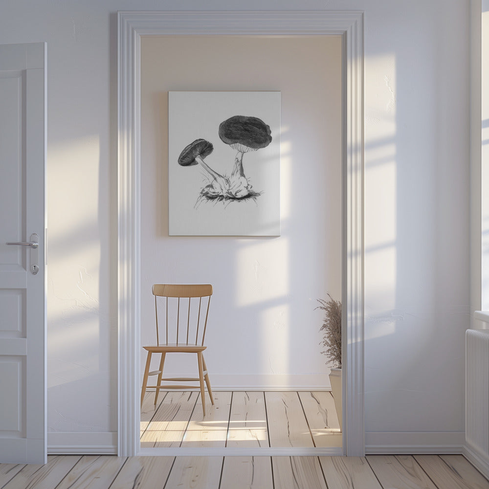 Vintage Violet Webcap Mushroom Jasny BW | Wydruki na łótnie