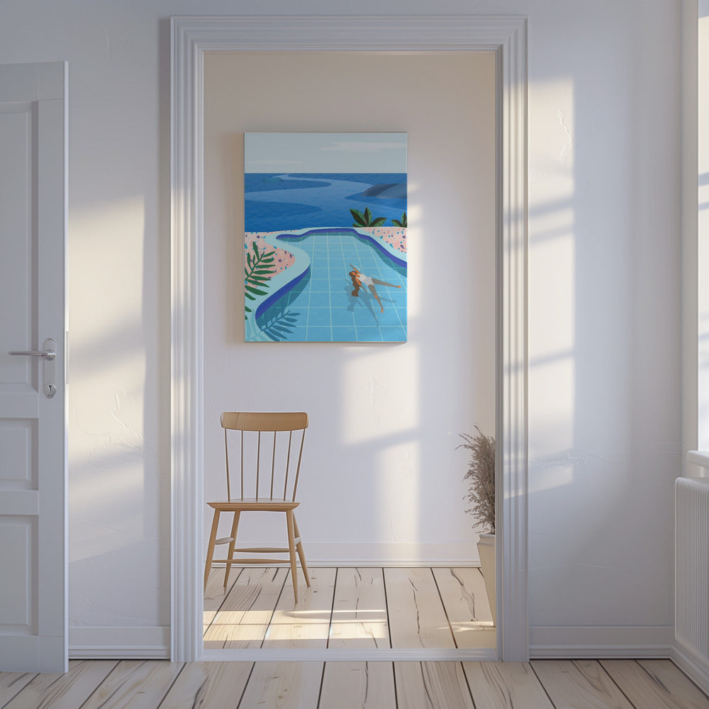 Girl in Pool | Canvas