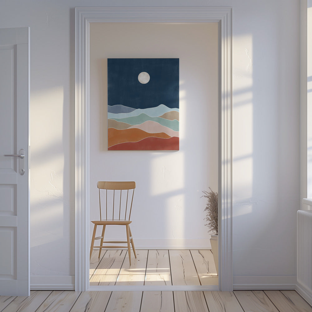 Kuutamoinen kukkulamaisema | Canvastaulut