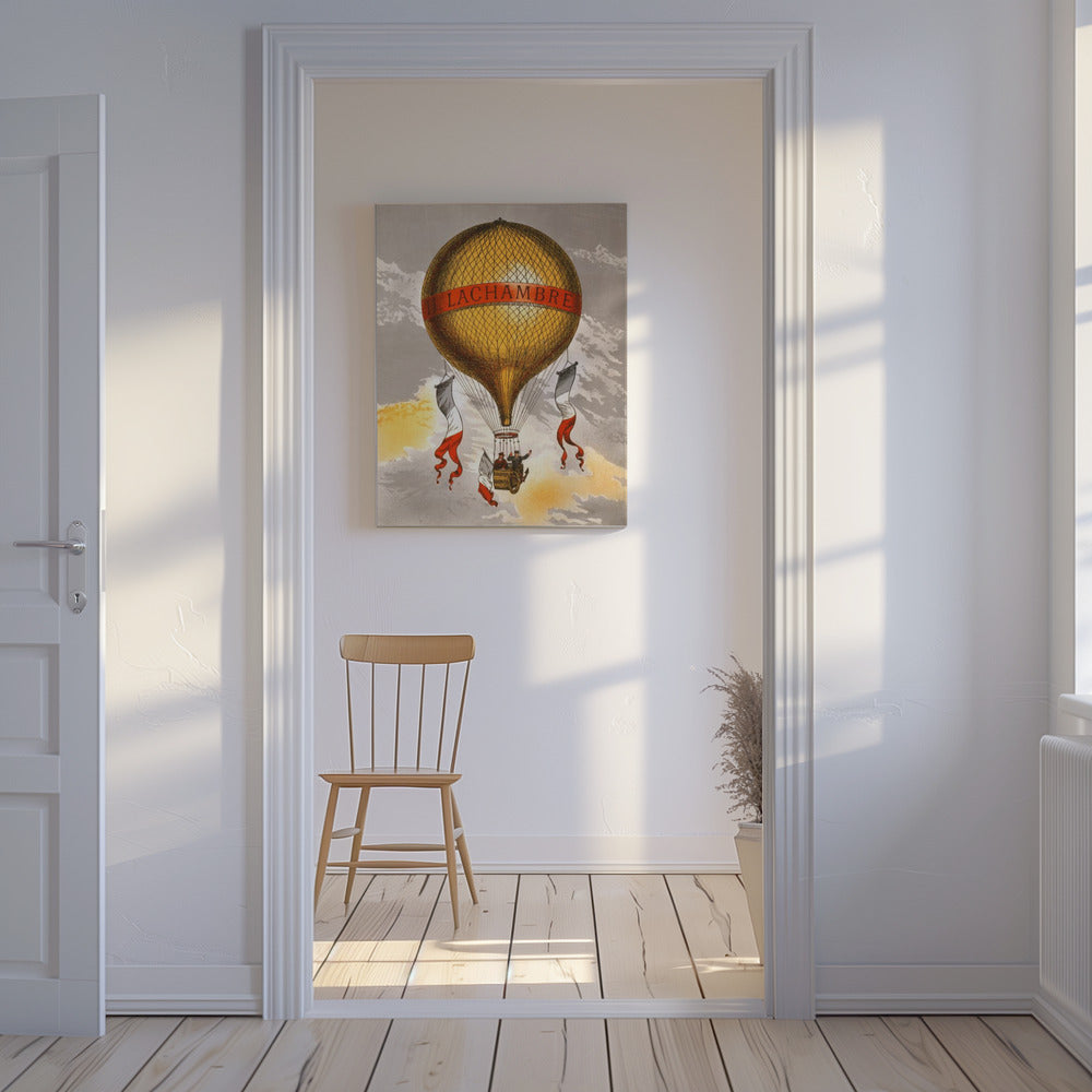 Ilmapallo, jossa on kaksi korissa ratsastavaa miestä 1880 | Canvastaulut